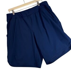 Lands' End Women's 14 Navy Blue 9" Quick Dry Board Shorts Swim Bottoms 516266